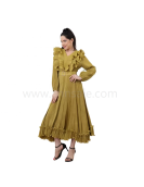 High Quality Luxury Satin Maxi Dress with Pleated Design Elegant Casual Long Sleeved Plus Size Dress Modest Style with Belt