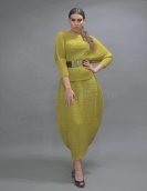 Recommend Miyake Pleated Two Piece Set Plus Size Women's Clothing Casual Dresses Polyester Elastane Dresses