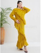 New 2024 miyake women's pleated dress long sleeve maxi dress casual style pleated dress