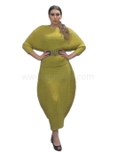 Recommend Miyake Pleated Two Piece Set Plus Size Women's Clothing Casual Dresses Polyester Elastane Dresses