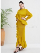 New 2024 miyake women's pleated dress long sleeve maxi dress casual style pleated dress