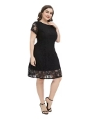 Elegant Plus-Size Dress for Chubby Sisters with Round Neck Slimming Style