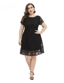 Elegant Plus-Size Dress for Chubby Sisters with Round Neck Slimming Style