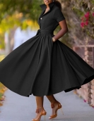 Plus Size 5XL VONDA Women Elegant Office Dress 2024 Autumn Belt Turn-down Collar Sundress OL Lady Dress Vestidos Femme Robe