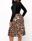 2023 Autumn Dresses for Women Fashionable Leopard Print Button Design Long Sleeved Dress Vestidos Mujer Casual Midi Robe Female