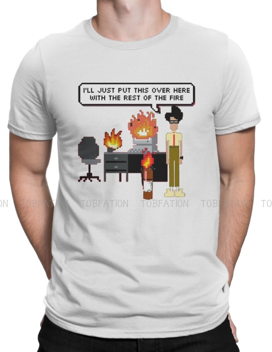 The It Crowd The Fire T Shirt Vintage Alternative Men's Tshirt Oversized O-Neck Streetwear