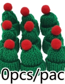 (10 Pieces/Pack) 4 Small 6cm MINI Christmas Knitted Hat Plush Yarn Finger Christmas decoration holiday handmadmadmadmadmadmade