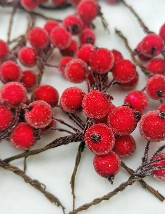 (10 Police Station/Pack) 4 * 7cm Christmas Berry Flowle Crystal Berry Imitation FRUIT XMAS TREELATION WREATION WREATH