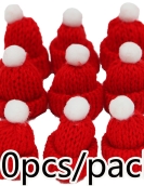 (10 Pieces/Pack) 4 Small 6cm MINI Christmas Knitted Hat Plush Yarn Finger Christmas decoration holiday handmadmadmadmadmadmade